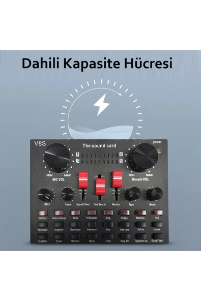 V8S USB Taşınabilir Profesyonel Stüdyo Mikser - Resim 4