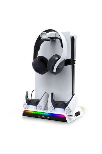 PS5 Pro/PS5 Slim Uyumlu RGB Şarj İstasyonlu Soğutucu Stand - PG-P5S006 ürün görseli 1