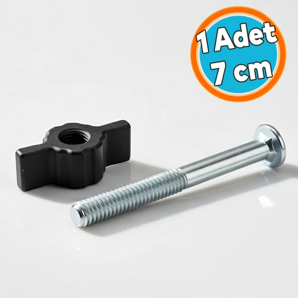 Baza Başlık Vidası Metal 7 cm 5 16 İnç Siyah Kulplu Sağlam Aparatlı Mobilya Bağlantı Vidası ürün görseli 1