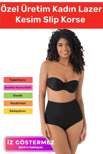 Özel Üretim Sıkılaştırıcı İz Göstermeyen Toparlayıcı Şekillendirici Kaymaz Lazer Kesim Slip Korse ürün görseli 1