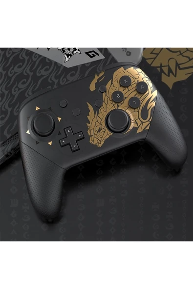 Nintendo Switch PRO Monster Hunter Rise Gold Controller Gamepad - Resim 3
