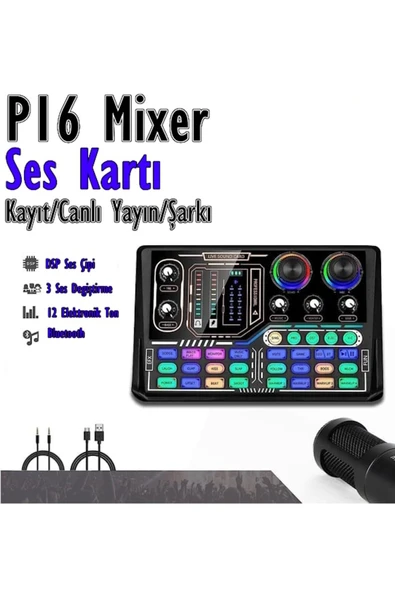 P16 RGB Profesyonel Stüdyo Mikrofon Mikser - Resim 3