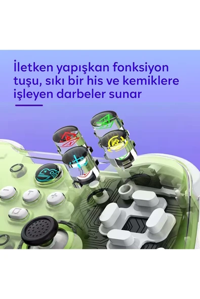 Z01X PC/IOS/Android/Switch/Switch Oled Uyumlu Bluetooth Bağlantılı Şeffaf Joystick Gamepad - Resim 6