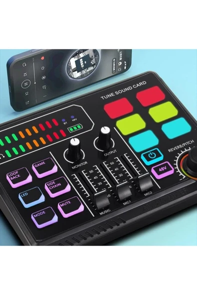 P100 RGB Profesyonel Stüdyo Mikrofon Mikser - Resim 5
