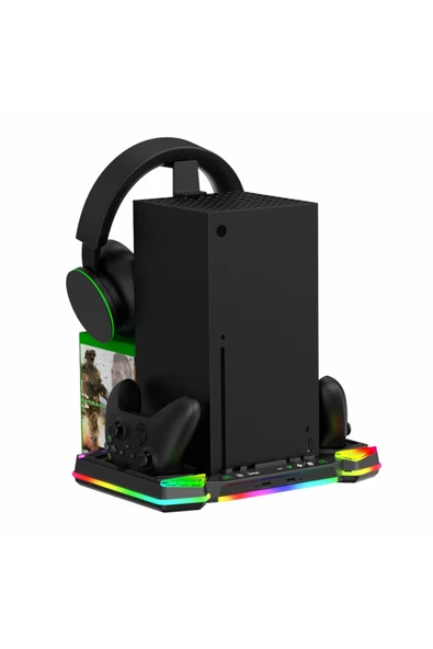 XBOX Series X Uyumlu RGB Soğutucu Fanlı Şarj İstasyonlu Stand - PG-XBX025S ürün görseli 1