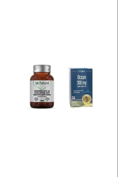 Venatura Koenzim Q10, Alfa Lipoik Asit 60 Kapsül + 500 Mg Balık Yağı 60 Kapsül ürün görseli 1