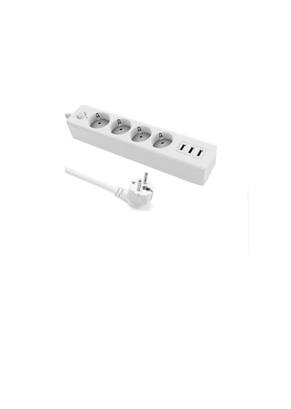 TENON 4Lü Akım Korumalı Priz 2 Metre Anahtarlı 2500 Joule 3XUSB ürün görseli 1