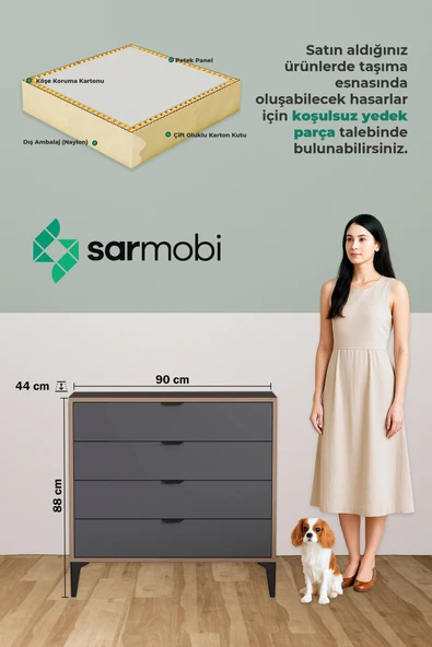 SARMOBİ Arden 4 Çekmeceli Şifonyer - Resim 8