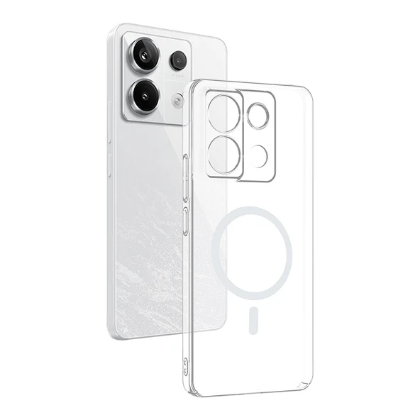 Redmi Note 13 Pro 4G Kılıf Kamera Korumalı MagSafe Şarj Özellikli Lüx Şeffaf London Silikon Kapak ürün görseli 1