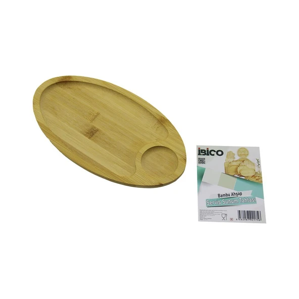OVAL 2 BÖLMELİ=1+1 AHŞAP BAMBU SERVİS SUNUM TEPSİ - TAHTASI MİNİ TEPSİ 25 X 14 X 1.4CM (Timya/Go1395)  199612 ürün görseli 1