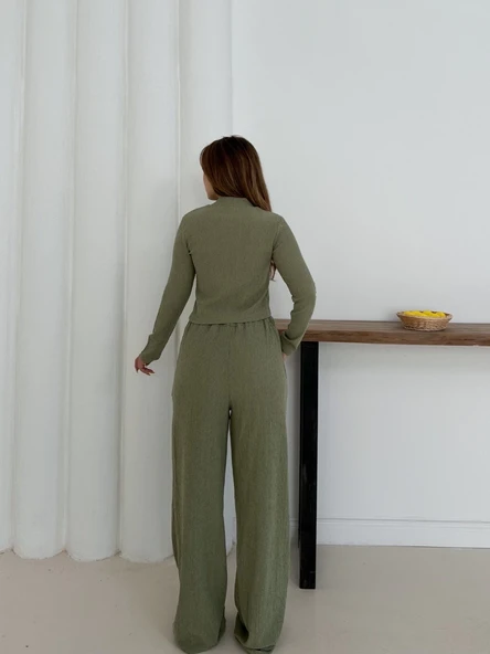Balıkçı yaka örme takım mint - Resim 5