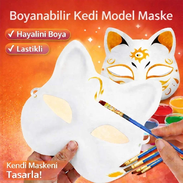 Boyanabilir Kedi Model Maske – Kendi Tasarımını Oluştur ürün görseli 1