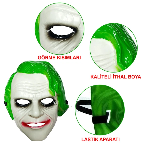 The Dark Knight Joker Maskesi Yeşil - Resim 4