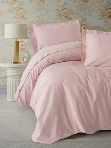 Elegant Pudra Çift Kişilik Saten Nevresim Takımı ürün görseli 1