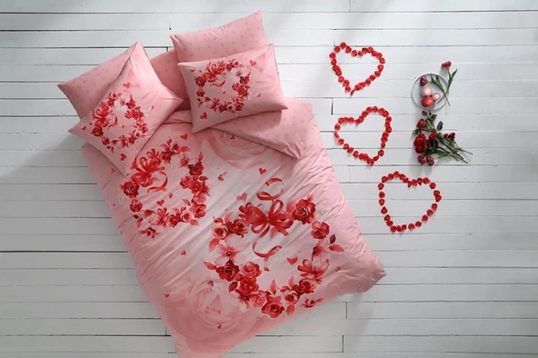 Glow Parlayan Çift Kişilik Ranforce Nevresim Takımı Roses Pembe ürün görseli 1