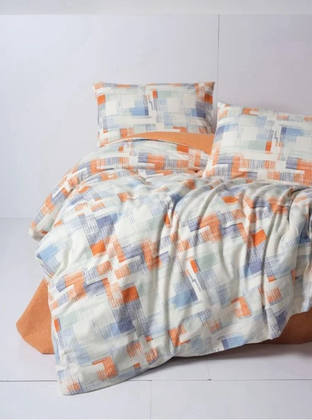 Flanel Nevresim Takımı Çift Kişilik Rina Kiremit ürün görseli 1