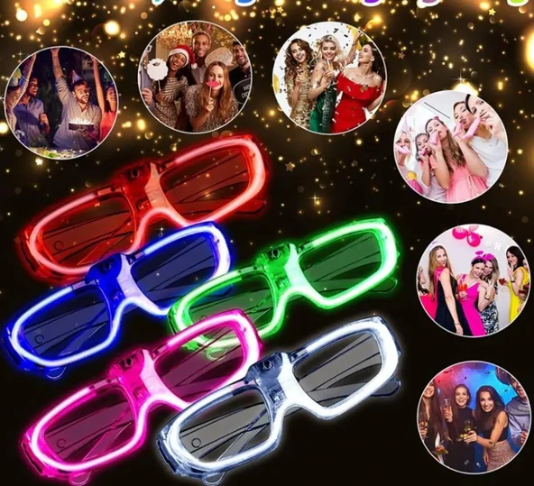Glow Model 3 Farklı Fonksiyonlu Işıklı Parti Gözlüğü Karışık Renk 12 Adet ürün görseli 1