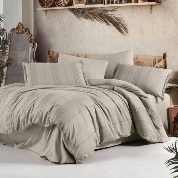 Çift Kişilik Nevresim Takımı Arakis V3 Bej ürün görseli 1