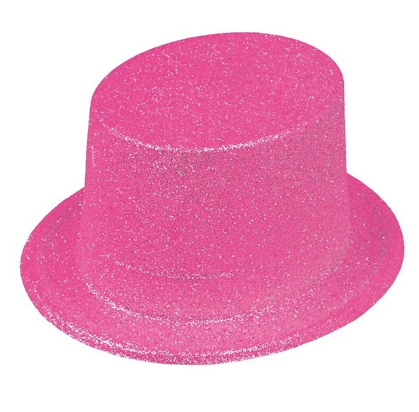 Floresan Pembe Renk Simli Uzun Fötr Melon Şapka 12 cm ürün görseli 1