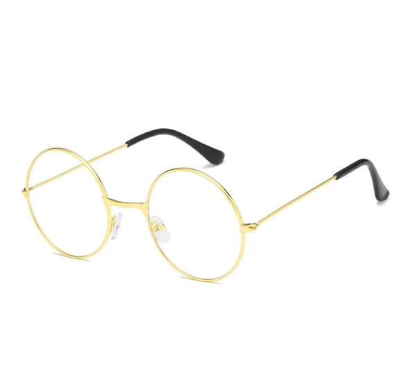Yuvarlak Cam John Lennon Tarzı Hippi İmaj Gold Çerçeveli Şeffaf Gözlük ürün görseli 1