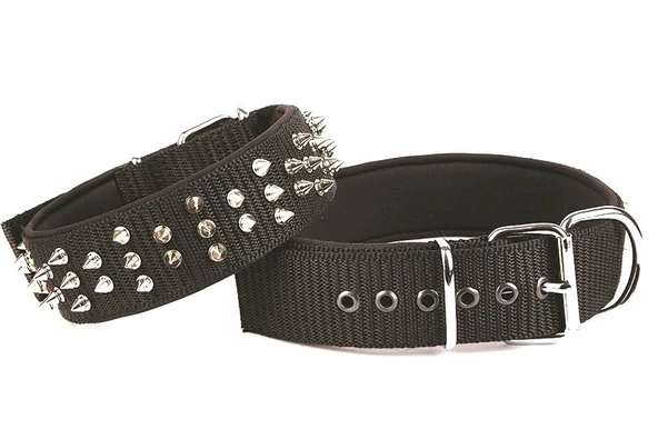 El Yapımı Çivili Köpek Boyun Tasması 5x55-65cm Siyah ürün görseli 1