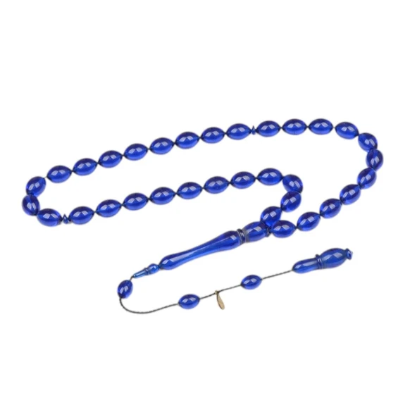 Arpa Kesim 11x8 mm İmzalı Ateş Kehribar Sistem Püsküllü Tesbih ürün görseli 1