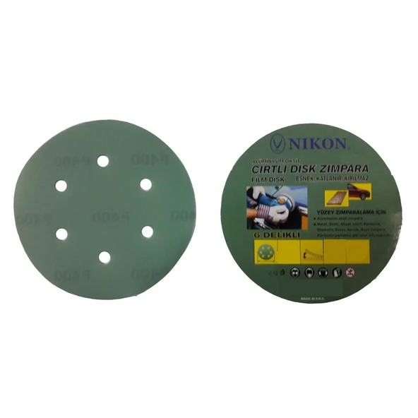 Nikon 52047 Kırılmaz Yeşil Cırt Zımpara 150X100 Kum 6 Delikli ürün görseli 1