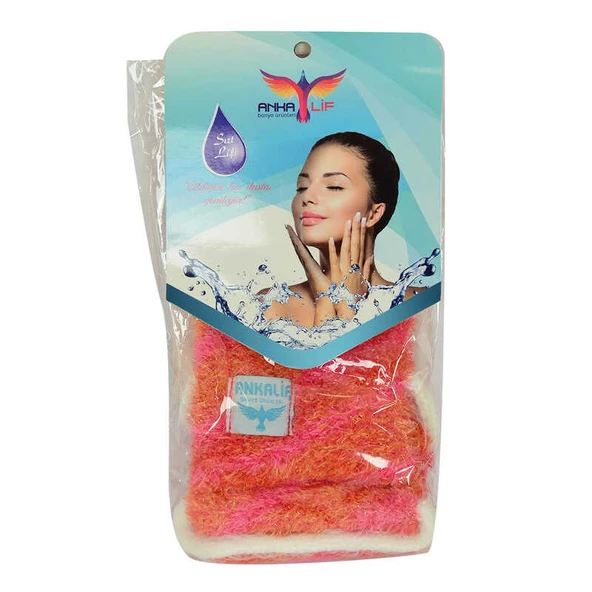 İpli Sırt ve Vücut Yumuşak Banyo Lifi Pembe-Turuncu 56x10 Cm ürün görseli 1