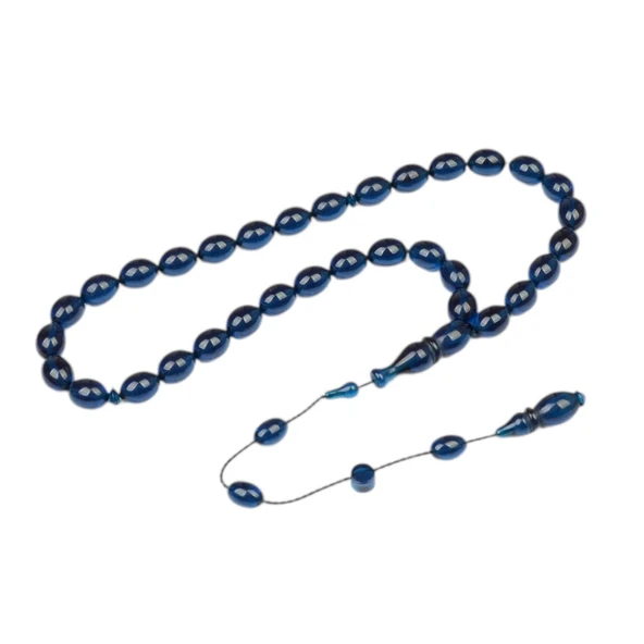 Arpa Kesim 11x8 mm Ateş Kehribar Sistem Püsküllü Tesbih ürün görseli 1