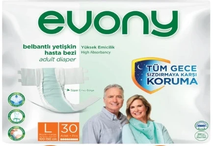 Evony Belbantlı Büyük Boy L 30'lu 4 Adet Hasta Bezi ürün görseli 1
