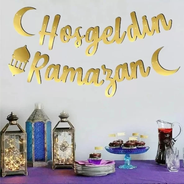 Kaligrafik Gold Renk Hoşgeldin Ramazan Yazısı, Banner ürün görseli 1