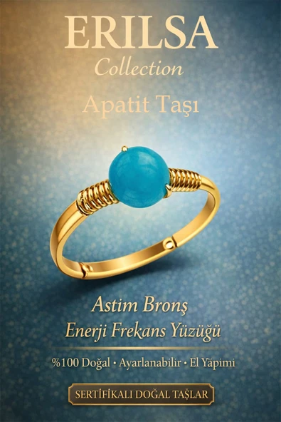 Sertifikalı Astım Bronş Enerji Frekans Yüzüğü – Apatit Taşı Ayarlamalı Gold İnce Kasa İkizler Kova ürün görseli 1