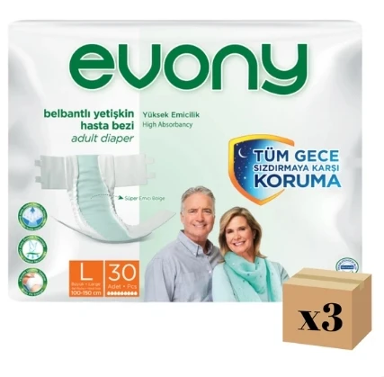 Evony Hasta Bezi Yetişkin Bel Bantlı Tekstil Yüzey L-Büyük Boy 90 Adet ürün görseli 1