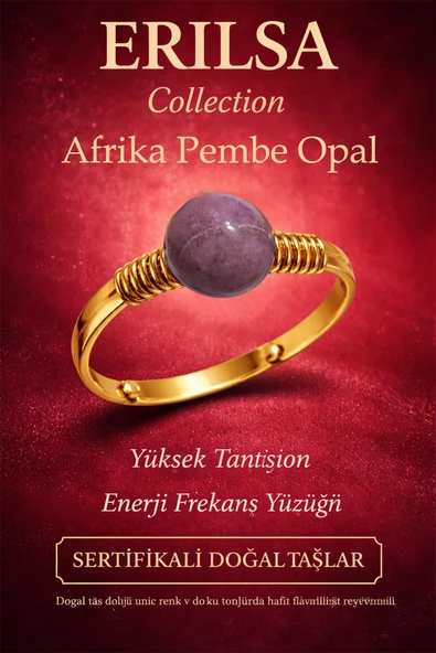 Sertifikalı Yüksek Tansiyon Enerji Yüzüğü – Afrika Pembe Opal Taşı Ayarlamalı Gold Yengeç Terazi ürün görseli 1