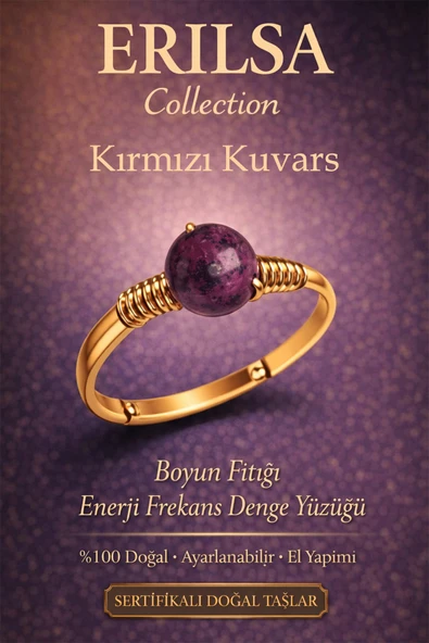 Sertifikalı Boyun Fıtığı Enerji Frekans Denge Yüzüğü – Kırmızı Kuvars Ayarlamalı Gold İnce Koç Aslan ürün görseli 1