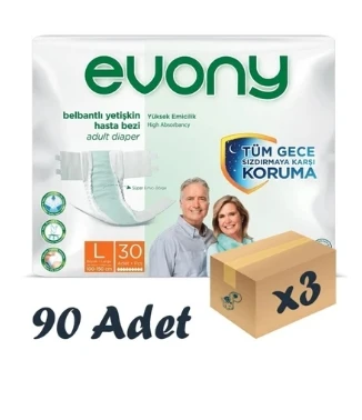 Evony Belbantlı Yetişkin Hasta Bezi L Beden 30x3 90 Adet ürün görseli 1