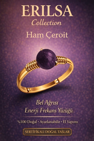 Sertifikalı Bel Ağrısı Enerji Frekans Yüzüğü – Ham Çeroit Ayarlanabilir Gold İnce Kasa Akrep Yay ürün görseli 1