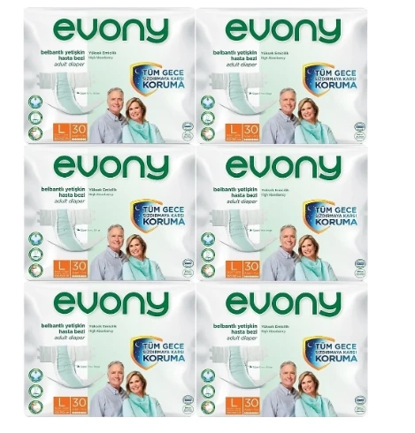 Evony Belbantlı Büyük Boy L 30'lu 6 Adet Hasta Bezi ürün görseli 1