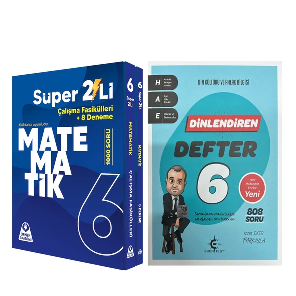 Örnek Akademi 6. Sınıf Süper İkili Matematik ve Eker Test Din Kültürü Dinlendiren Konu Anlatımlı Defter Seti 2 Kitap ürün görseli 1