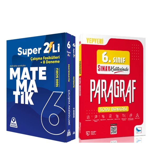 Örnek Akademi 6. Sınıf Süper İkili Matematik ve Sınav Paragraf Sınav Kalitesinde Soru Bankası Seti 2 Kitap ürün görseli 1