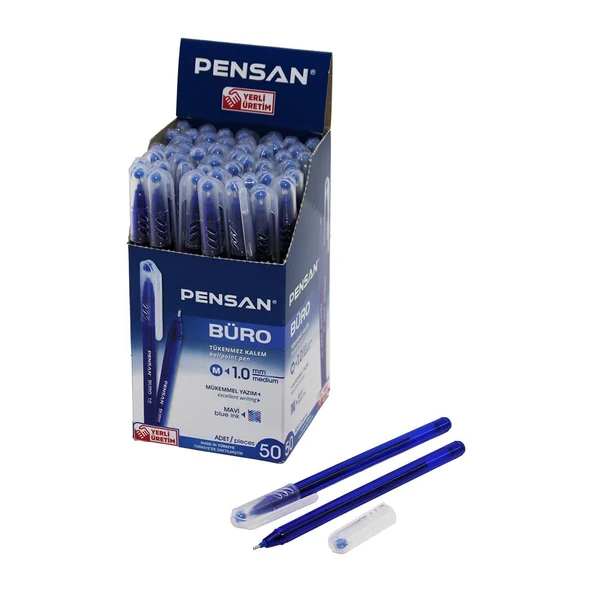 50 ADET PENSAN BÜRO MAVİ TÜKENMEZ KALEM M-MEDİUM - 1.0MM UÇ (Timya/Go1395)  204634 ürün görseli 1