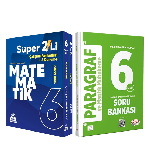 Örnek Akademi 6. Sınıf Süper İkili Matematik ve Editör Paragraf Mantık Muhakeme Soru Bankası Seti 2 Kitap ürün görseli 1