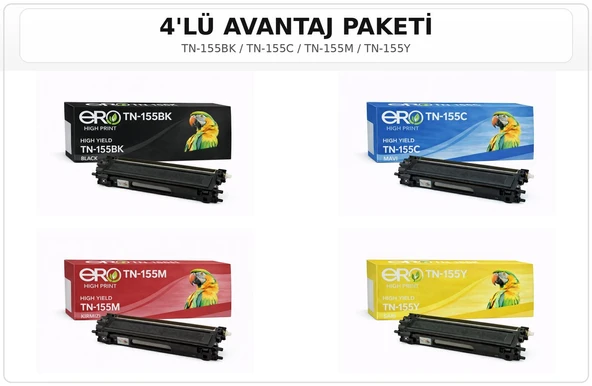 TN-155 / Brother DCP-9045CDN İçin 4 Renk Muadil Toner Set ürün görseli 1