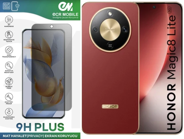 Honor Magic 8 Lite ile Uyumlu Mat Hayalet (Privacy) 9H Kırılmaz Nano Ekran Koruyucu ürün görseli 1