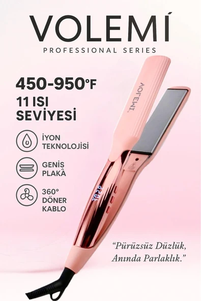 Volemı® V-0110 Geniş Seramik Plakalı Saç Düzleştirici Hızlı Isınma Dijital Led Ekran Parlak Ve Pürüzsüz Saçlar ürün görseli 1
