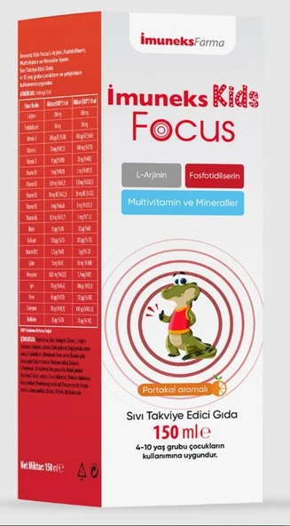 İMUNEKS KİDS FOCUS SRP 150 ML ürün görseli 1