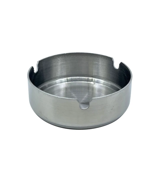 Paslanmaz Çelik Yuvarlak Metal Küllük - Lüks Fırçalanmış Tasarım 8 cm ürün görseli 1