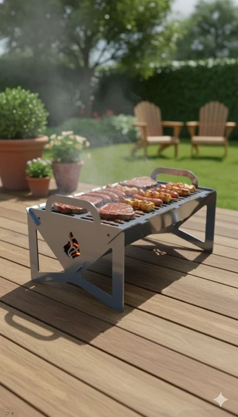 KRAKATO 8 Portatif Mangal Ateş Çukuru  2 mm Saç  Lazer Kesim  Demonteli Siyah ürün görseli 1