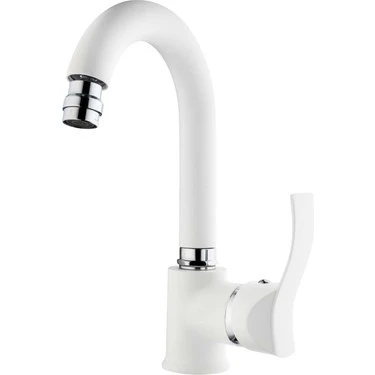 Gms Akdeniz Mix Kuğu Lavabo Bataryası (Krom-Beyaz) AKD401K ürün görseli 1