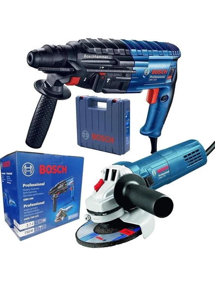 Bosch Profesyonel GBH 240 Kırıcı Delici + GWS 750-115 Avuç Taşlama Makinesi ürün görseli 1
